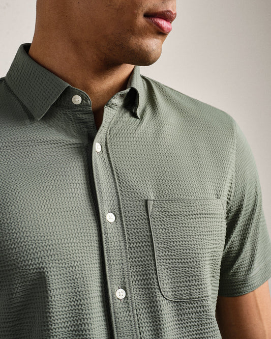 Commuter® Seersucker Short Sleeve Button-Down Shirt