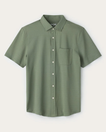 Commuter® Seersucker Short Sleeve Button-Down Shirt